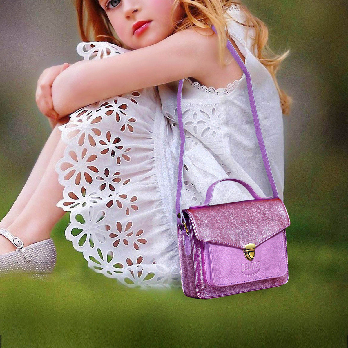 EVE LEATHER CROSSBODY BAG - LILAC - denverleathercraft
