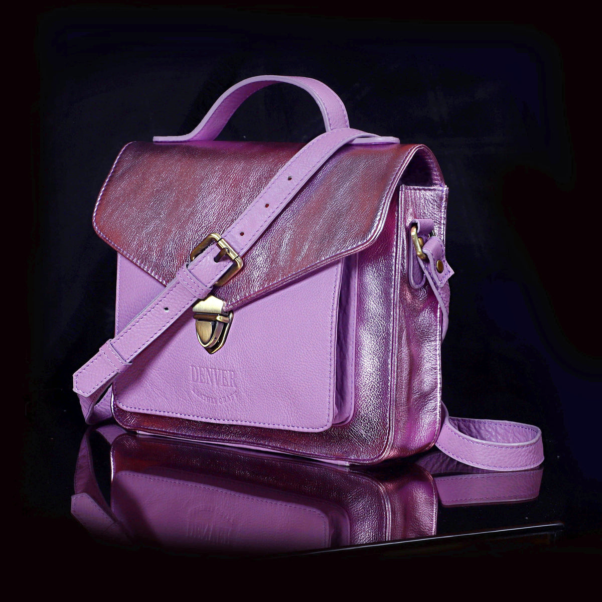 EVE LEATHER CROSSBODY BAG - LILAC - denverleathercraft
