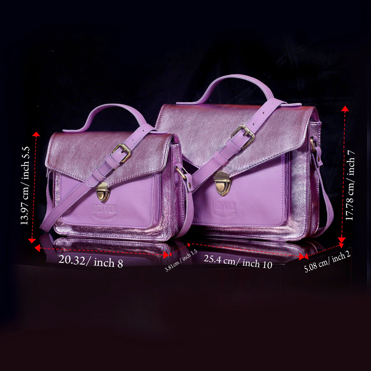 EVE LEATHER CROSSBODY BAG - LILAC - denverleathercraft
