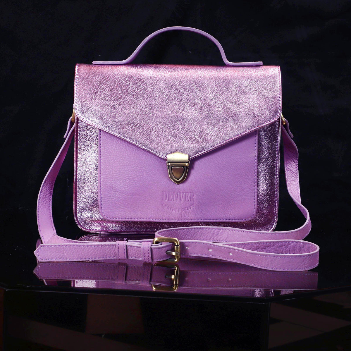 EVE LEATHER CROSSBODY BAG - LILAC - denverleathercraft