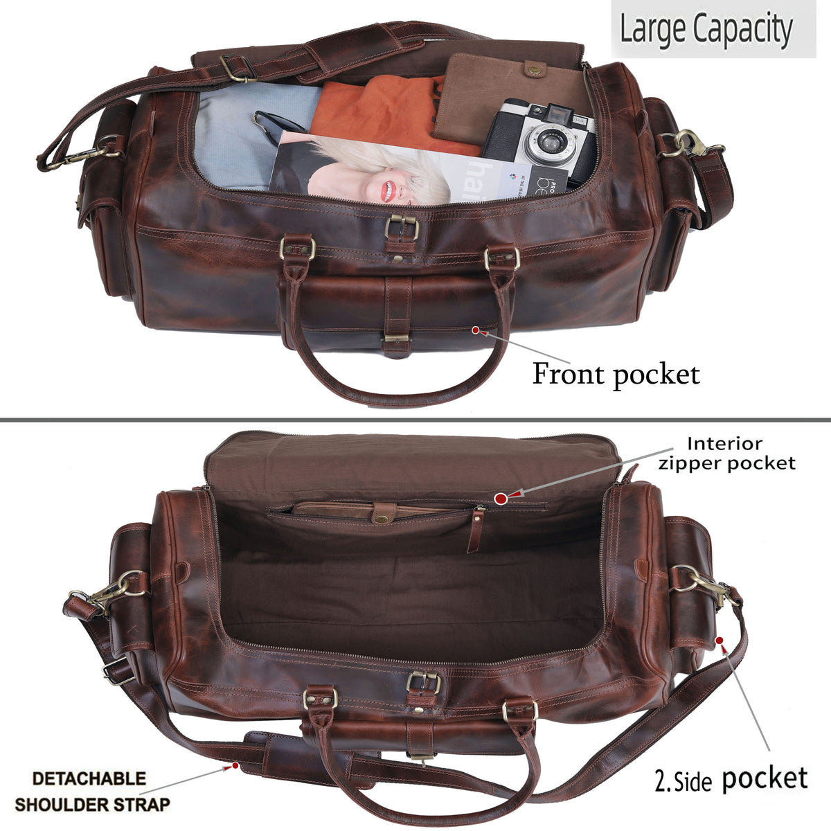 Lincoln Buffalo Leather Duffle Bag